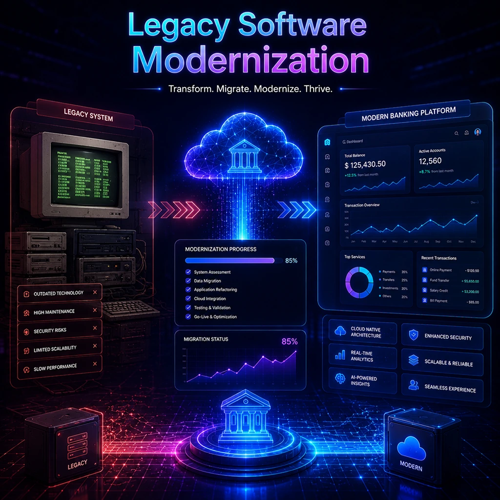 Legacy banking software modernization services